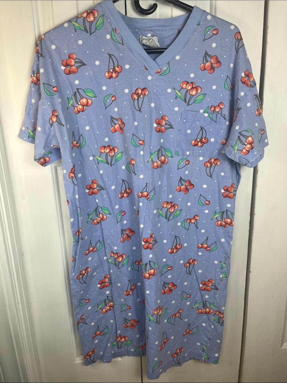 Vintage 90s Nordstrom cherries nightgown Petite cotton Large granny pajamas gown